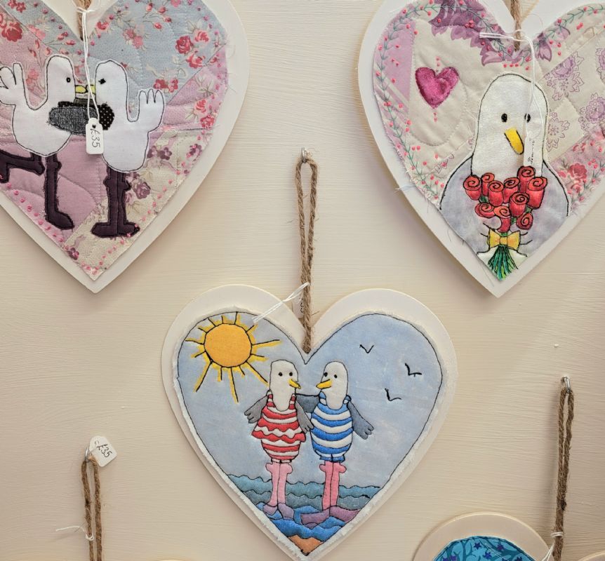 Judith Clarke Gulliver Stitched Heart Plaques